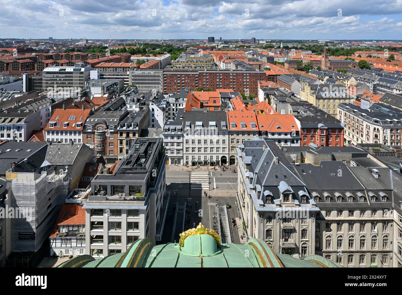 Panoramic view of the skyline of Copenhagen, Denmark from Frederick's Church. Stock Photo