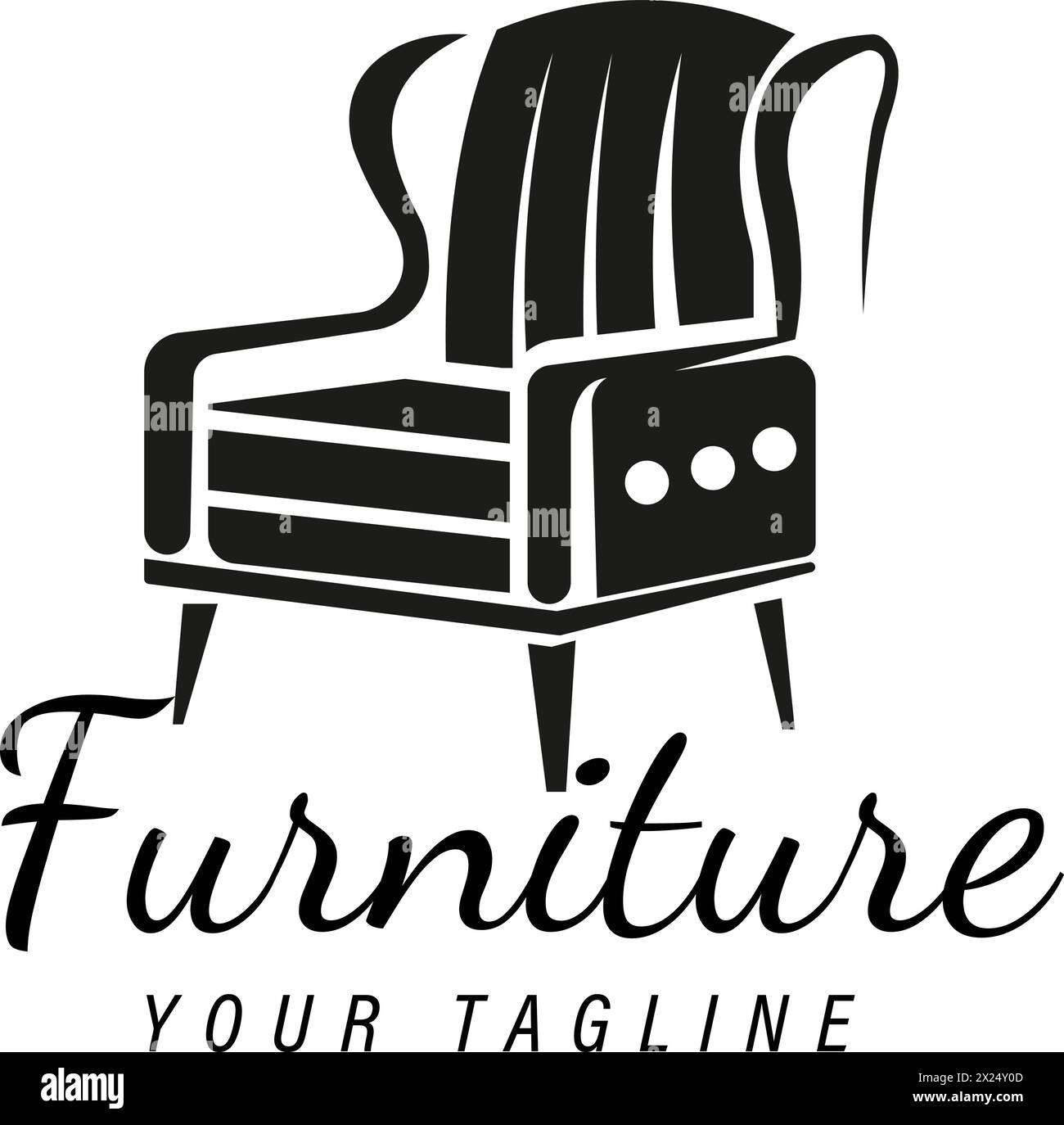 Sofa silhouette furniture design template vector illustration stock