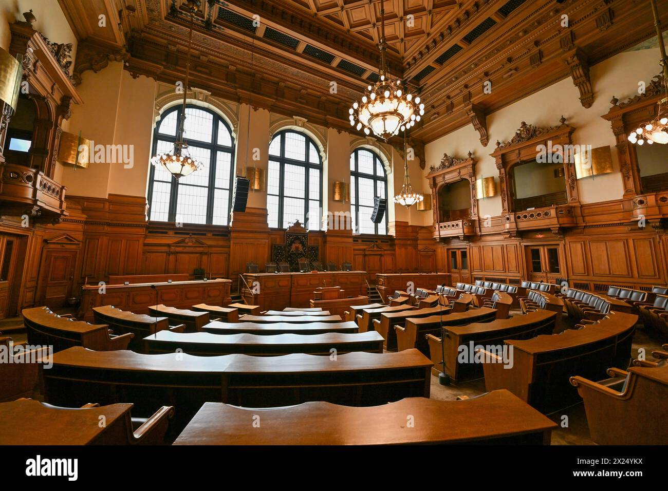 Hamburg, Germany - Jul 13, 2023: Interior of the Town hall of Hamburg, Germany. Stock Photo