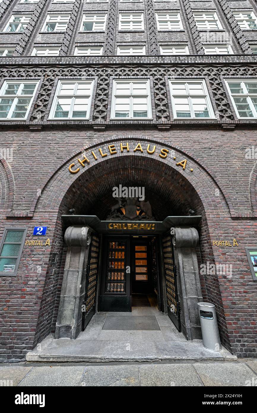 Hamburg, Germany - Jul 14, 2023: Chilehaus brick building in Hamburg, Germany. Stock Photo