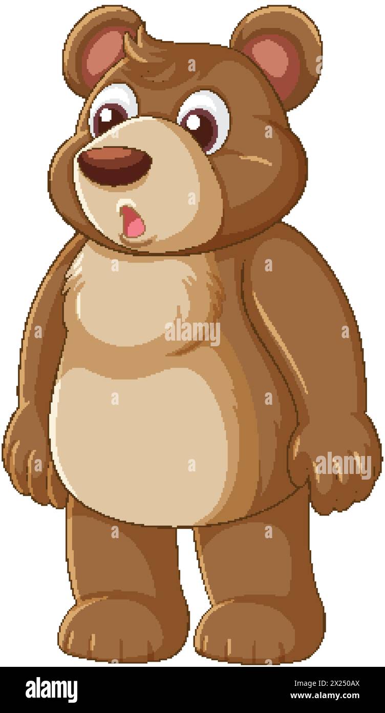 Cute brown bear with a surprised expression Stock Vector Image & Art ...