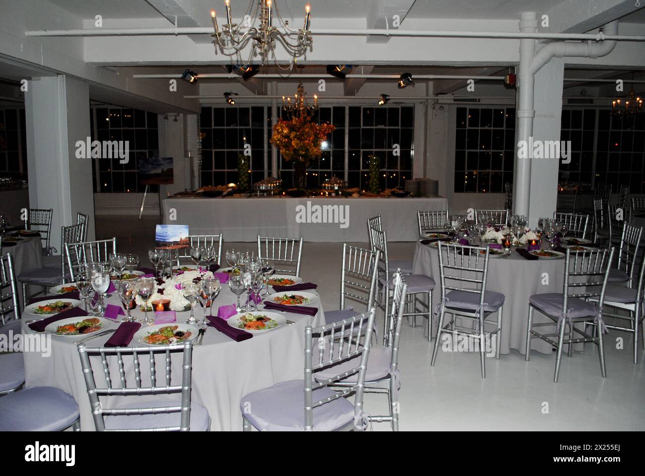 Dinner tables at a catered event in New York City, USA Stock Photo - Alamy