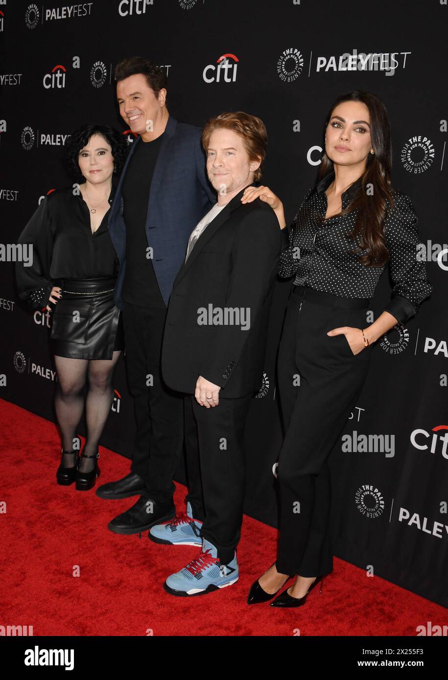 Hollywood, Ca. 19th Apr, 2024. Alex Borstein, Seth MacFarlane, Seth Green and Mila Kunis at the PaleyFest LA 2024 Family Guy 25th anniversary celebration at Dolby Theatre on April 19, 2024 in Hollywood, California. Credit: Jeffrey Mayer/Media Punch/Alamy Live News Stock Photo