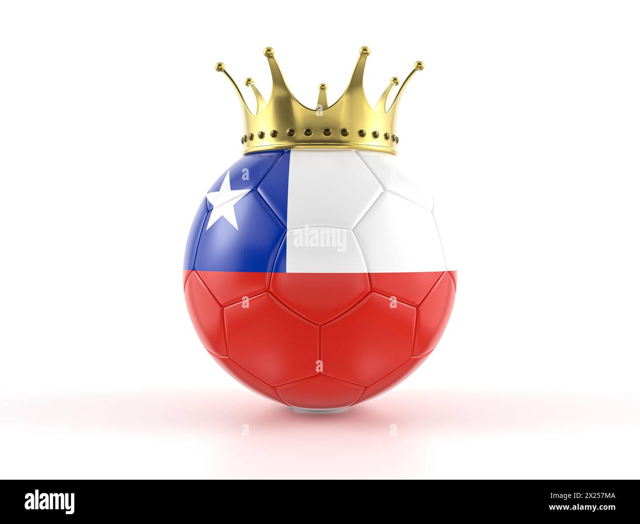 Chile flag soccer ball with crown on a white background. 3d illustration. Stock Photo