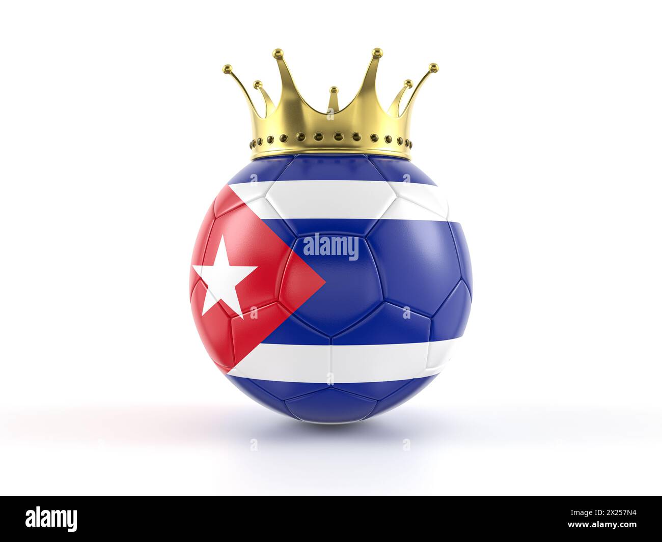 Cuba flag soccer ball with crown on a white background. 3d illustration. Stock Photo