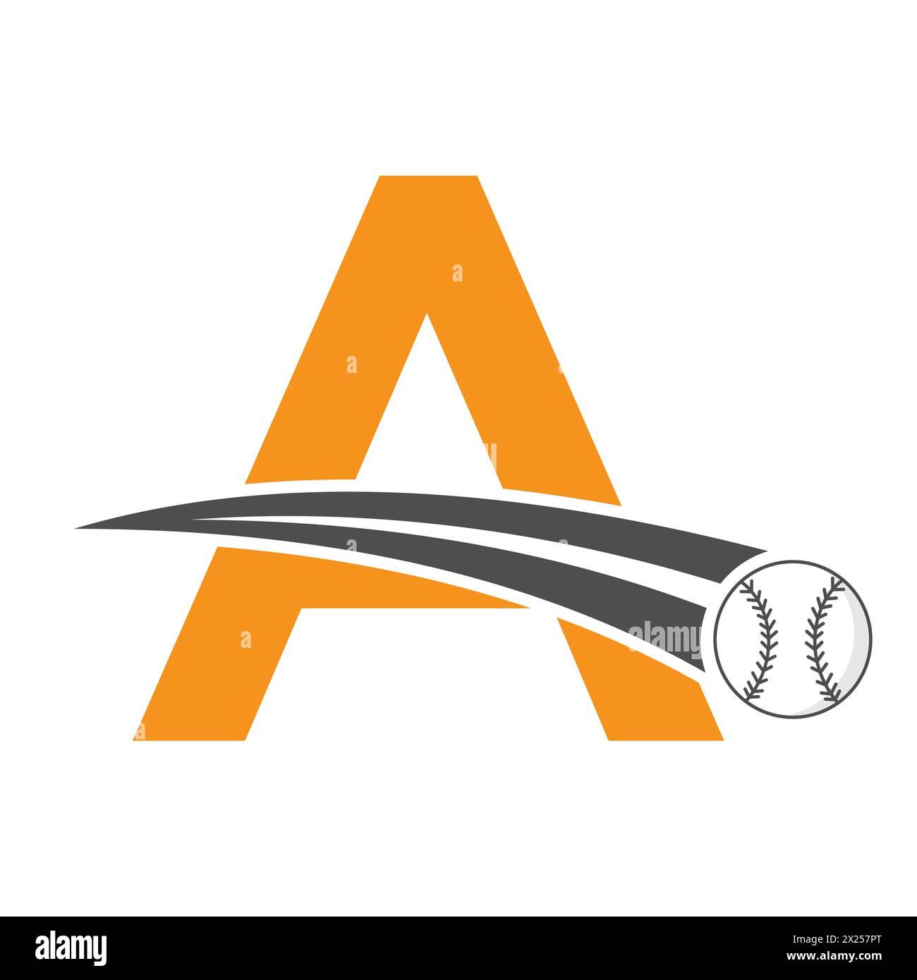 Baseball Logo On Letter A Concept With Moving Baseball Symbol. Baseball Sign Stock Vector