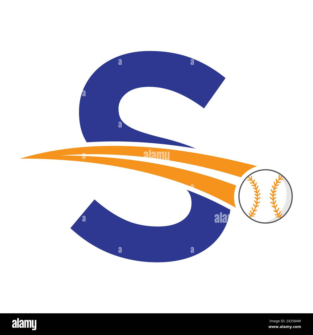 Baseball Logo On Letter S Concept With Moving Baseball Symbol. Baseball Sign Stock Vector