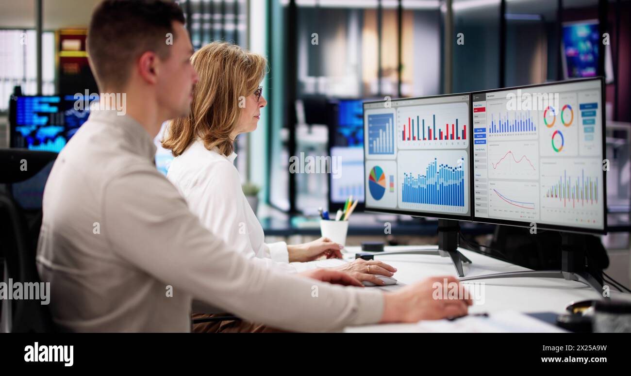 Data Analyst Using Data Analytics KPI Dashboard Stock Photo