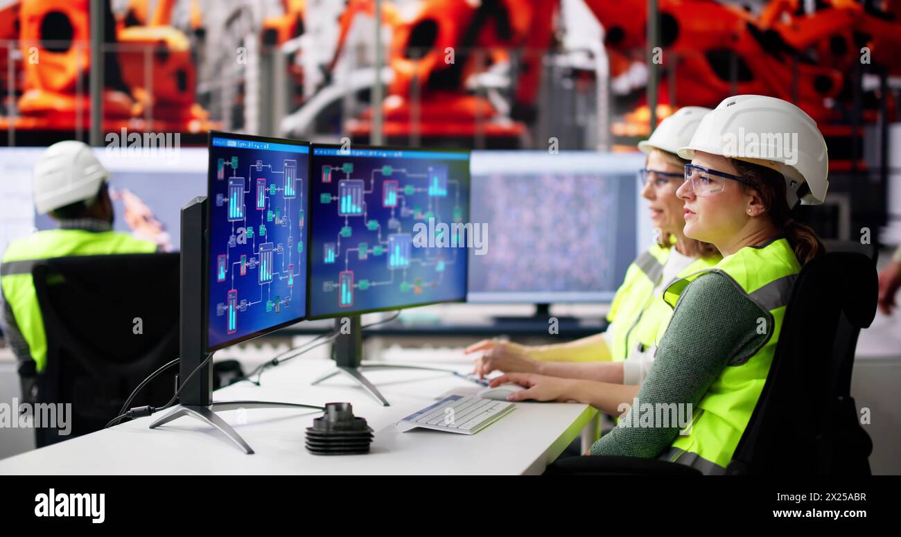 Engineer Operators Using Scada System At Industrial Plant Stock Photo ...