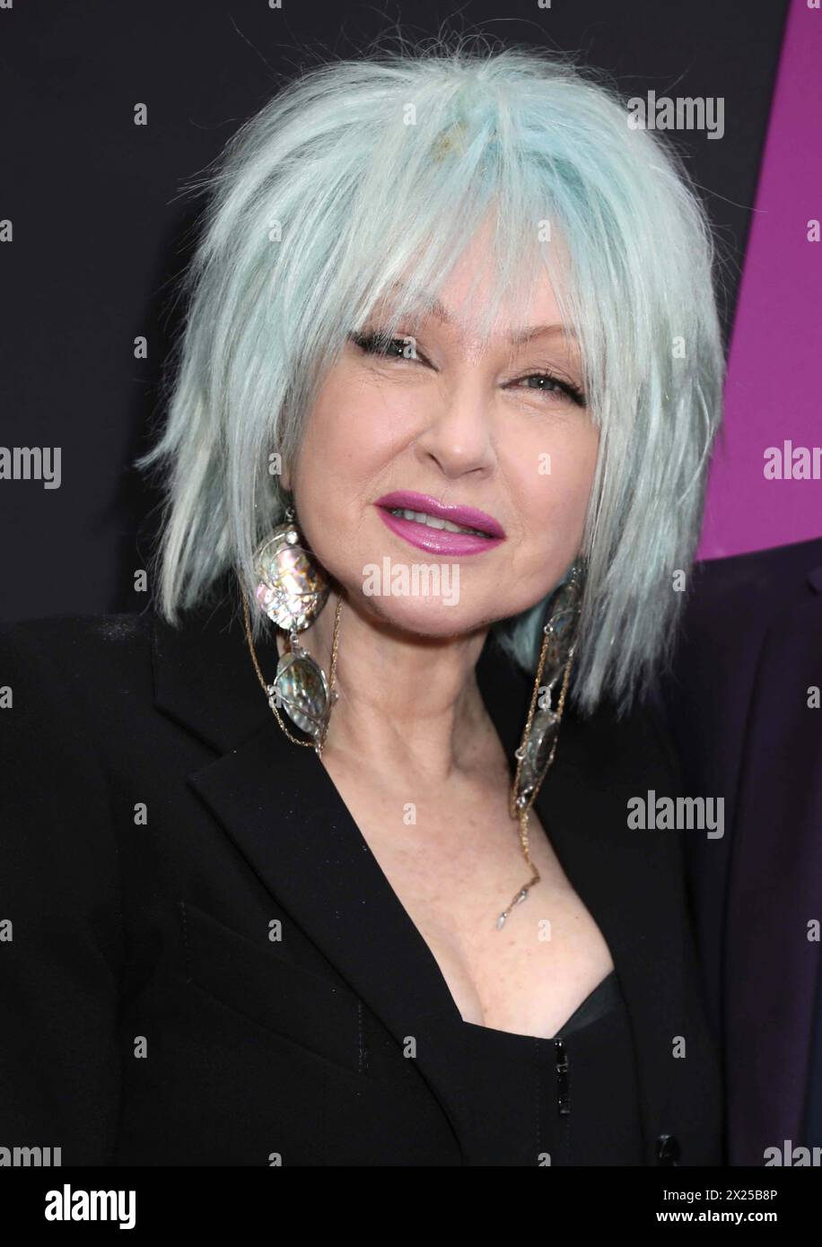 April 19, 2024, New York, New York, USA: Singer CYNDI LAUPER seen on ...