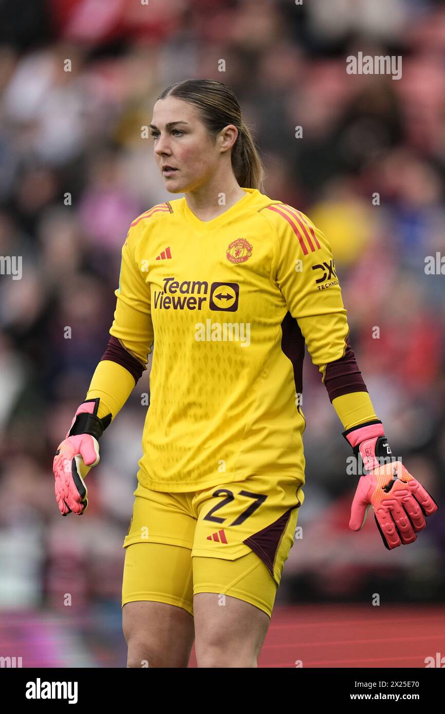 Manchester United Women v Chelsea Women- Women’s FA Cup Semi Final  LEIGH, ENGLAND - DECEMBER 14: Mary Earps  during the Women’s FA Cup fourth round match between Manchester United and Chelsea at Leigh Sports Village on April 14th  2024 in Leigh, England. Stock Photo