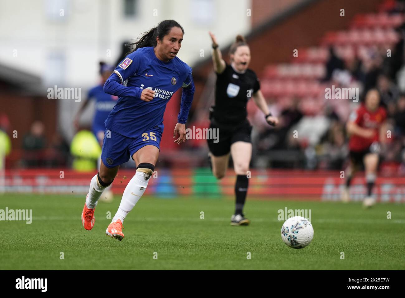 Manchester United Women v Chelsea Women- Women’s FA Cup Semi Final  LEIGH, ENGLAND - DECEMBER 14:  Mayra RAMIREZ during the Women’s FA Cup fourth round match between Manchester United and Chelsea at Leigh Sports Village on April 14th  2024 in Leigh, England. Stock Photo