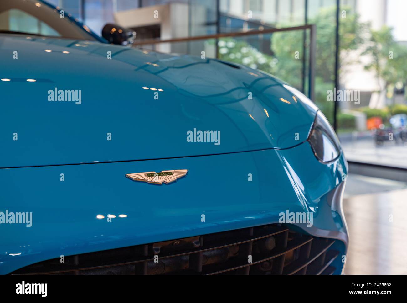 A picture of a blue Aston Martin Vantage. Stock Photo
