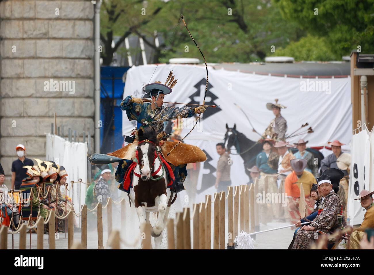 Tokyo, Japan. 20th Apr, 2024. A rider wearing traditional Japanese ...