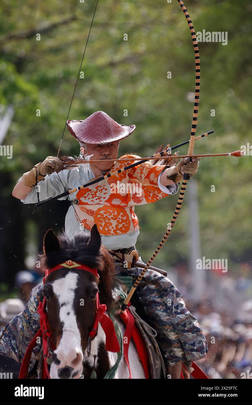 Japanese Rider April 20, 2024, Tokyo, Japan: A rider wearing traditional Japanese ...