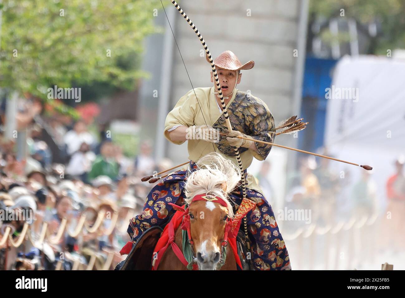 April 20, 2024, Tokyo, Japan: A rider wearing traditional Japanese ...