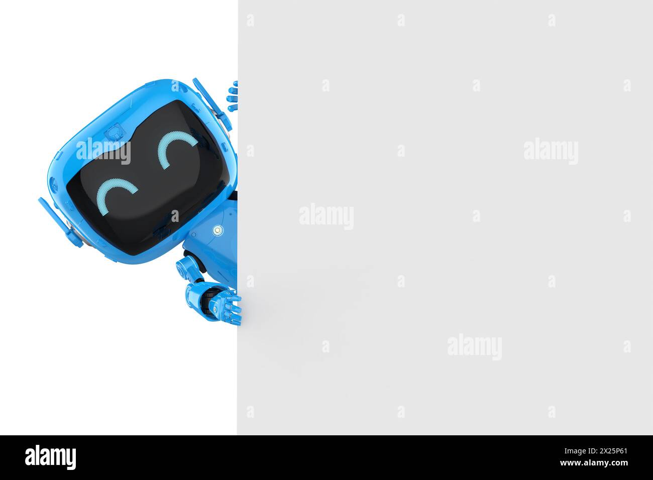 3d rendering cute and small artificial intelligence personal assistant robot with white empty space Stock Photo