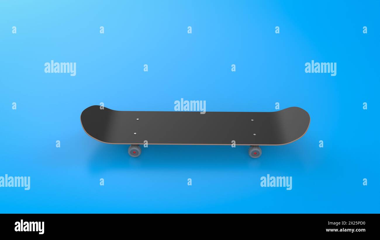 3d rendering skateboard on blue background Stock Photo
