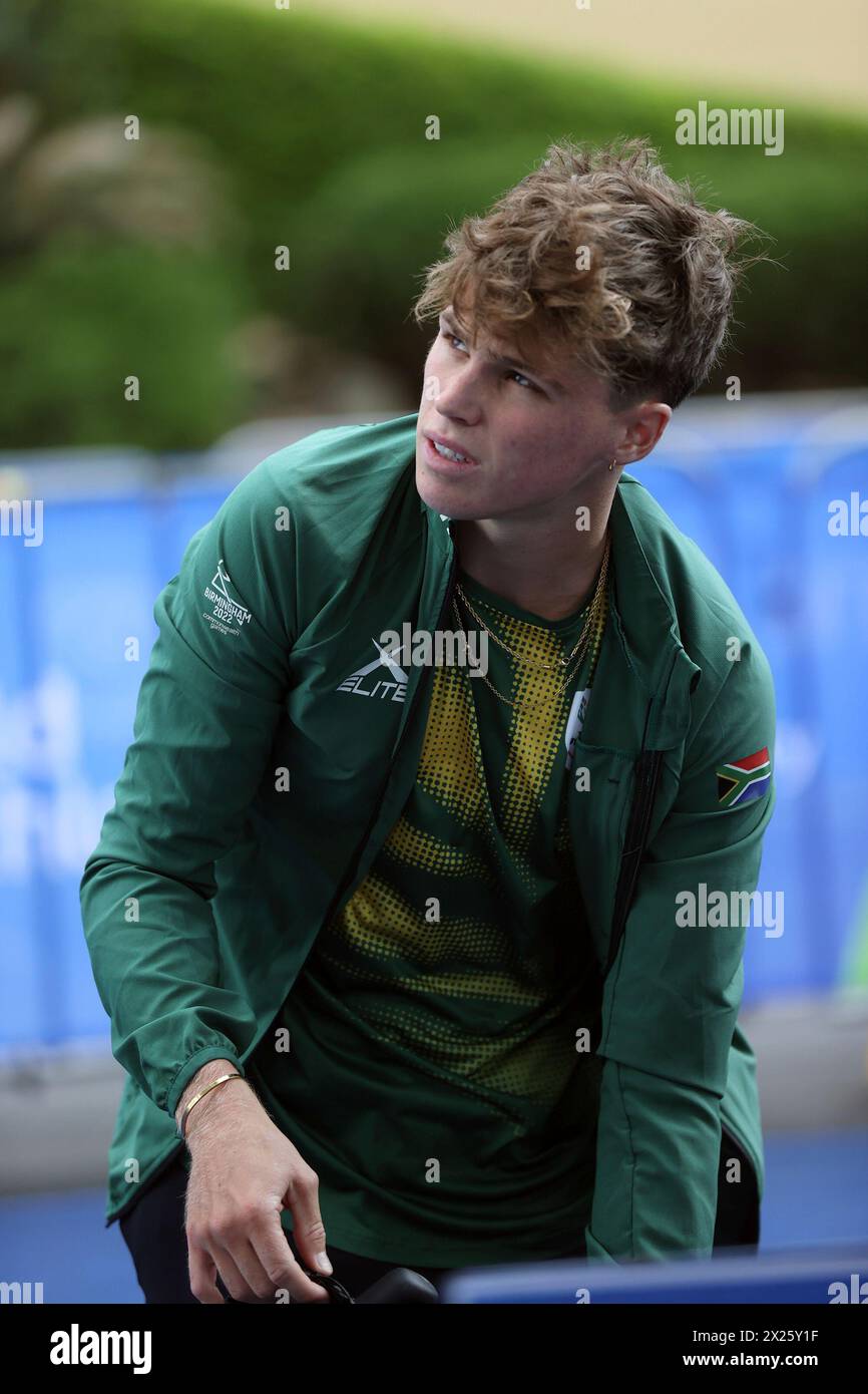 Jamie Riddle, of South Africa, at the 2024 World Triathlon Cup ...