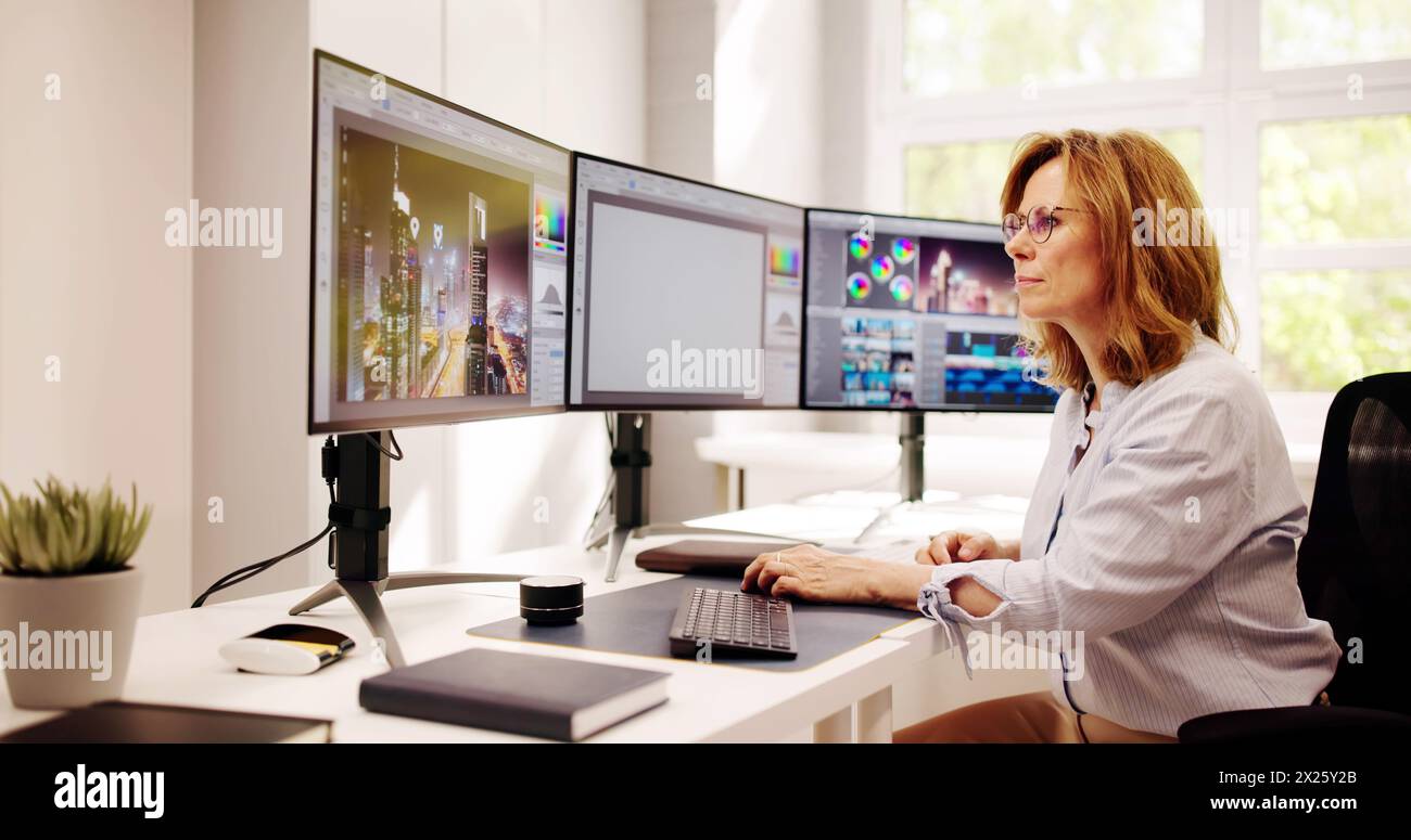 Editing Photo Design For Web On Multiple Screens Stock Photo