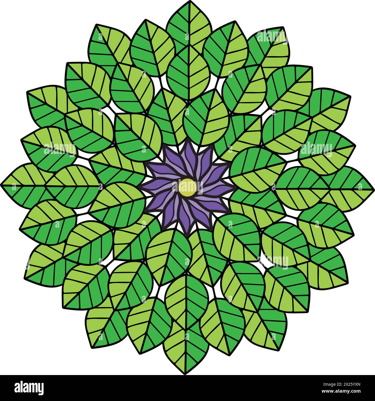 circle of green leaves with a purple flower in the center, perfect for ...