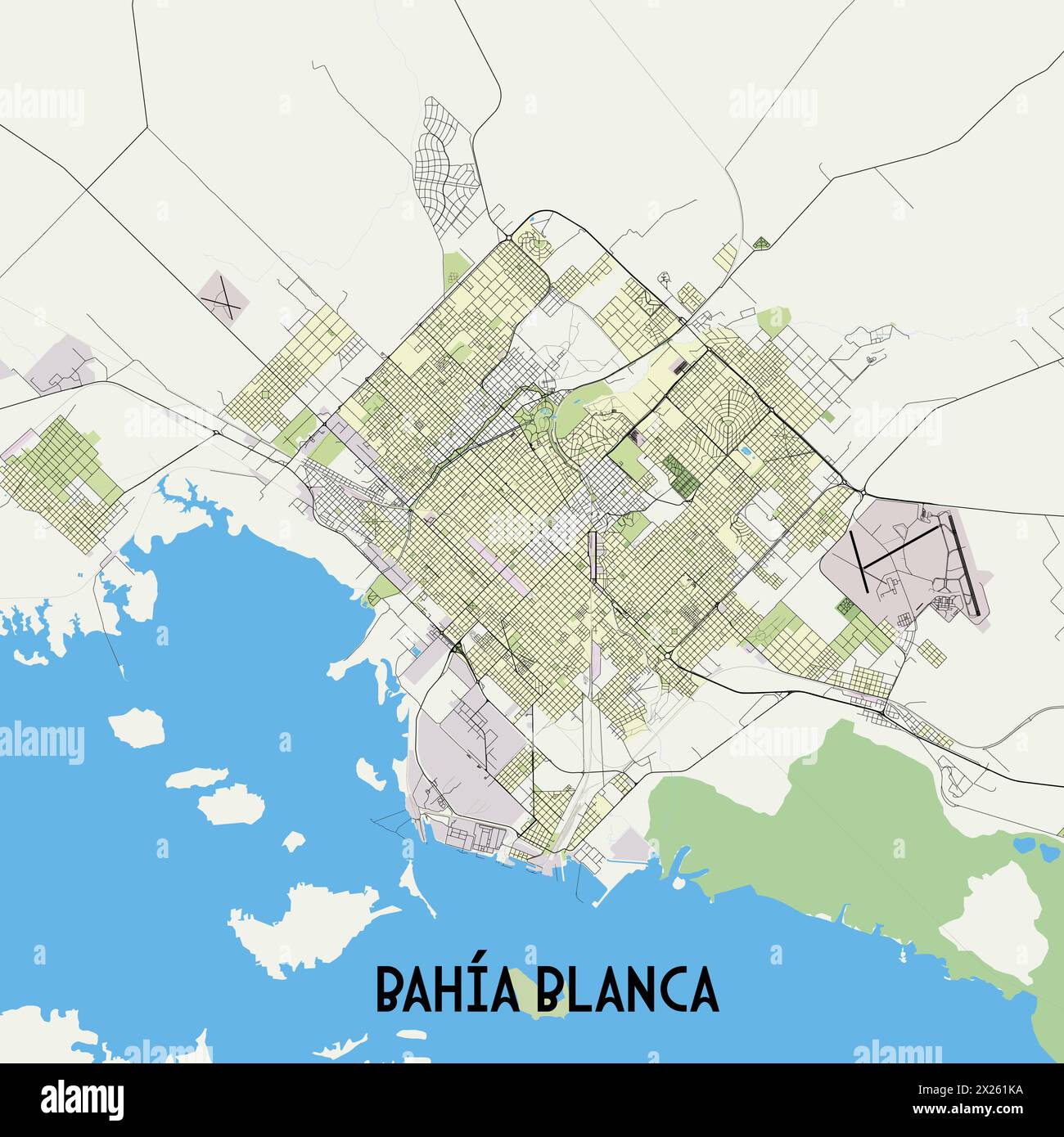 Bahía Blanca Buenos Aires Province Argentina map poster art Stock Vector