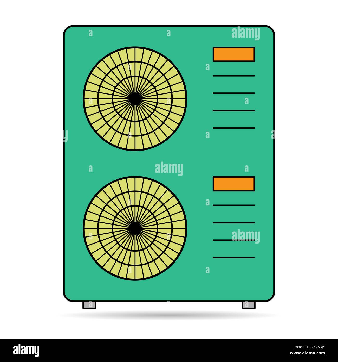 Heat pump air source shadow icon, cooling electric system machine, cool web vector illustration . Stock Vector