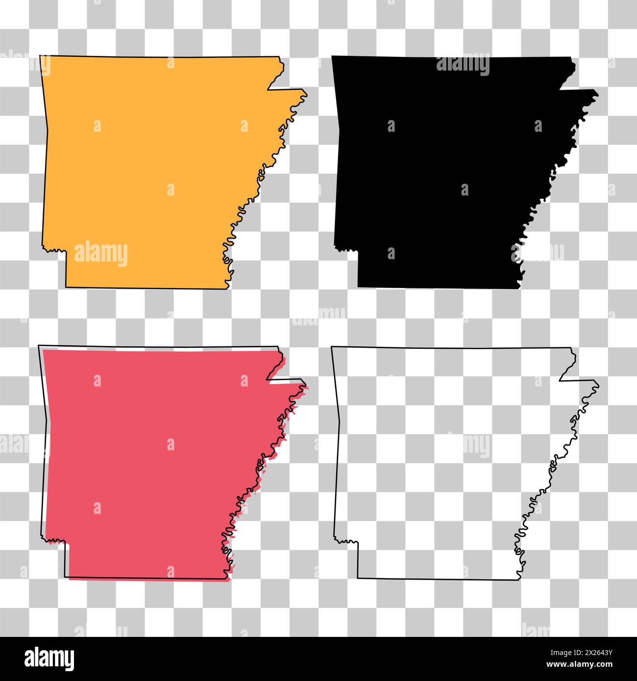 Set of Arkansas map, united states of america. Flat concept icon symbol ...