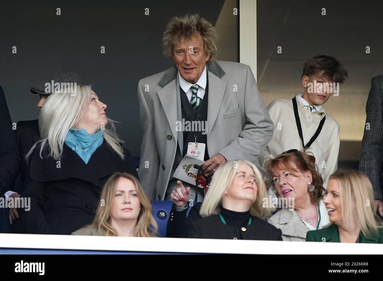Sir Rod Stewart with son Aiden (right) in the stands before the