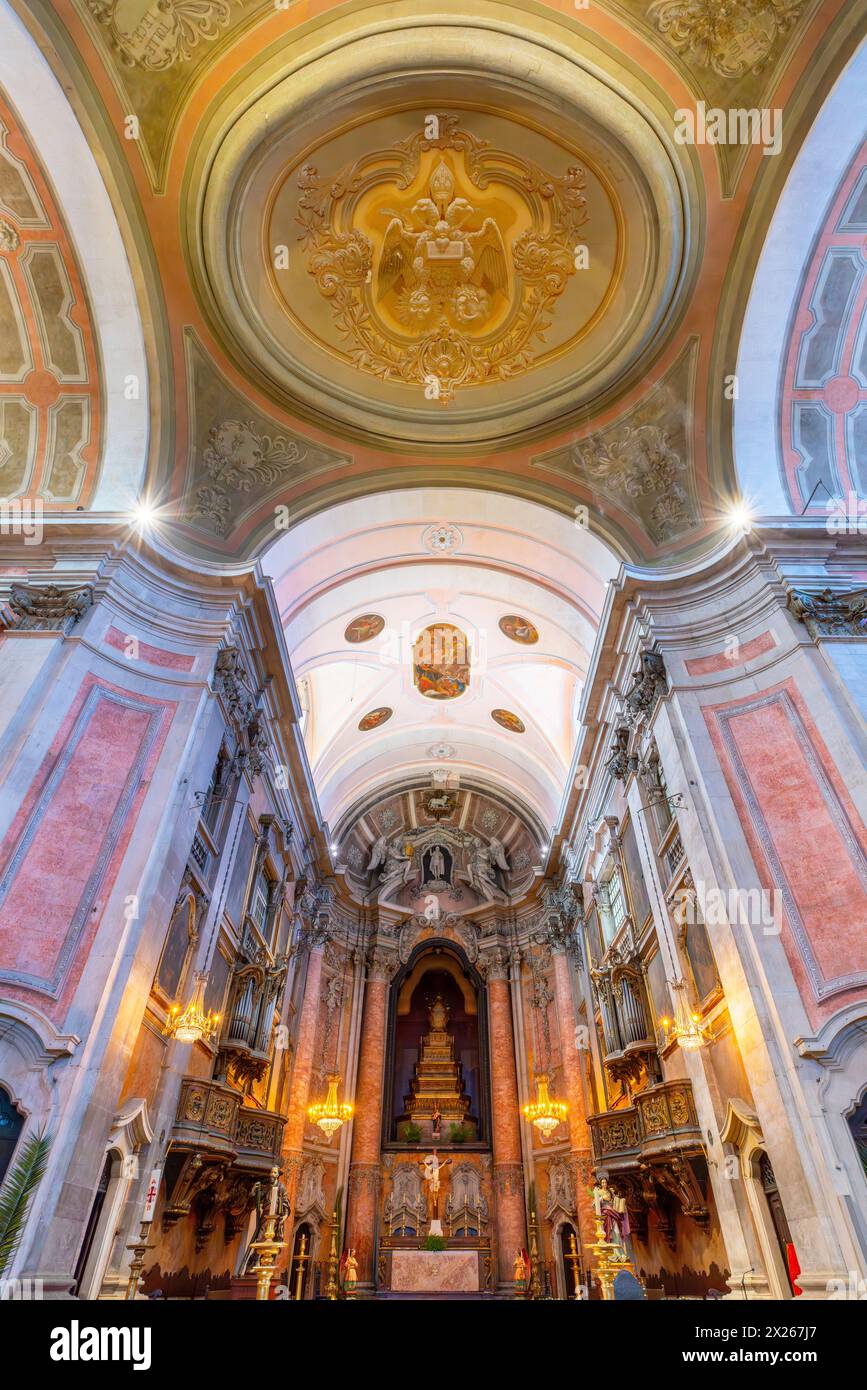 Interior of Beautiful convent and church of Graca - Santo André and Santa Marinha Parish in Lisbon. Lisbon, Portugal. Stock Photo