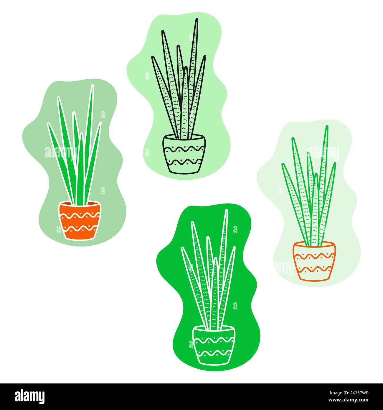 Cactus in a flat style. Collection, Line art, Icon Stock Vector Image ...