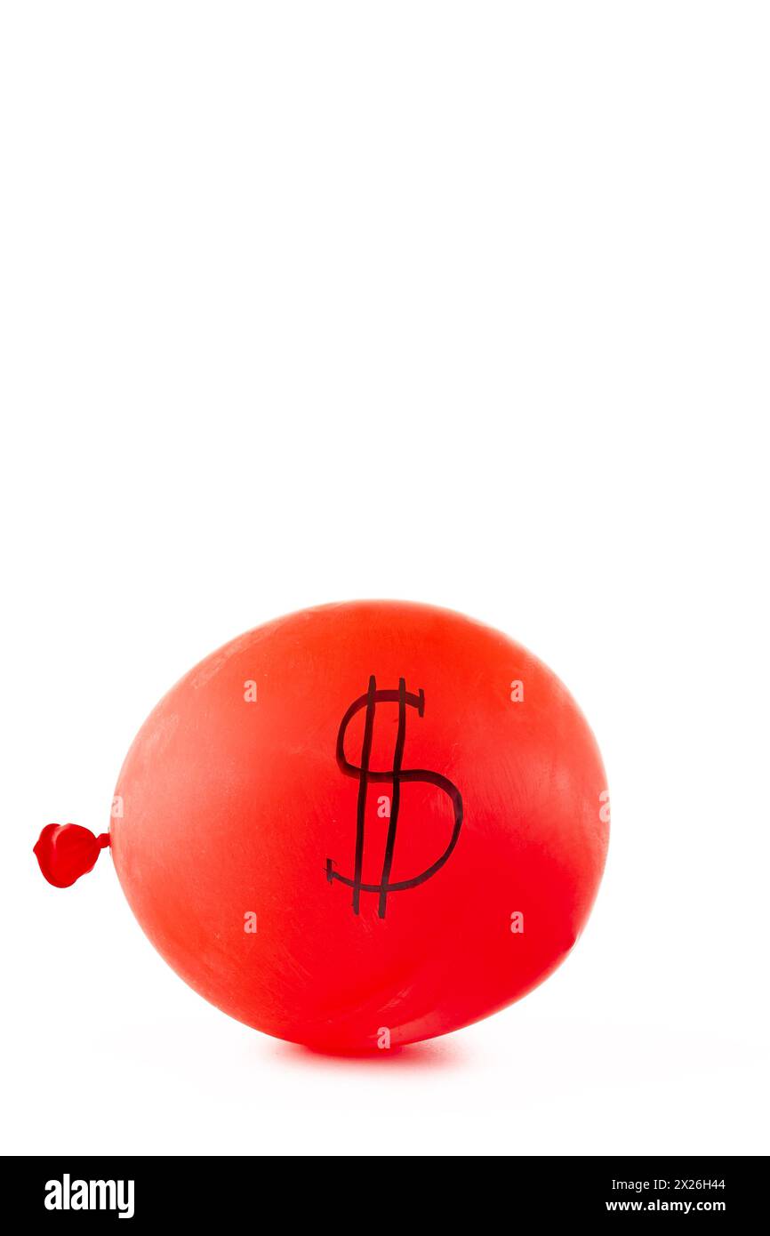 Dollar sign on red balloon isolated on white background. Stock Photo