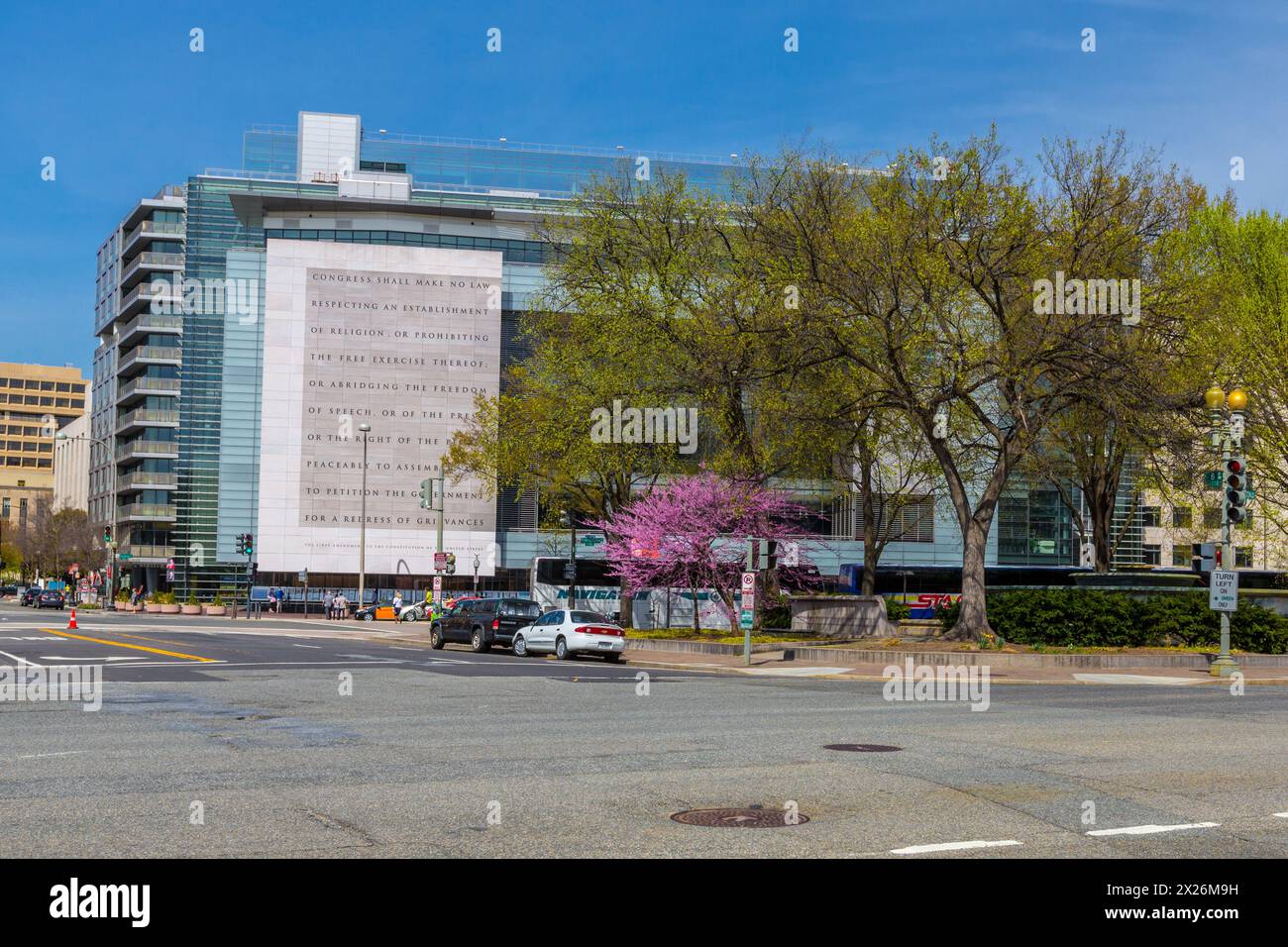 Washington, D.C.  The Newseum, Museum of News and Journalism. Closed December 31, 2019. Now The Johns Hopkins School of Advanced International Studies Stock Photo