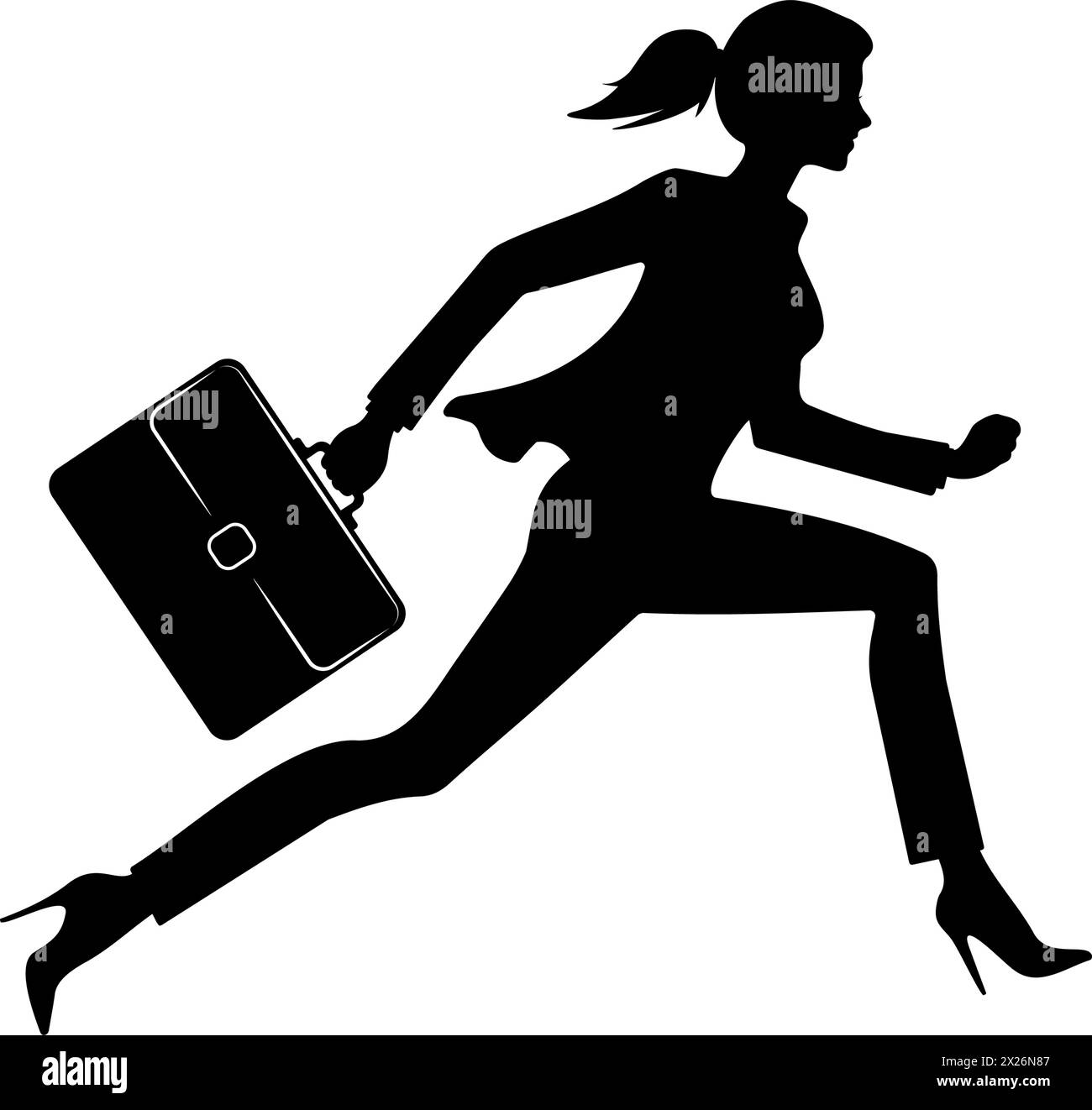 Businesswoman running silhouette. Vector illustration Stock Vector