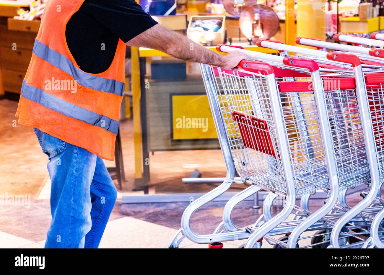 Trolley in the store. carts. Concept buyers, customer, purchaser, shopper, bidder, acquirer Stock Photo