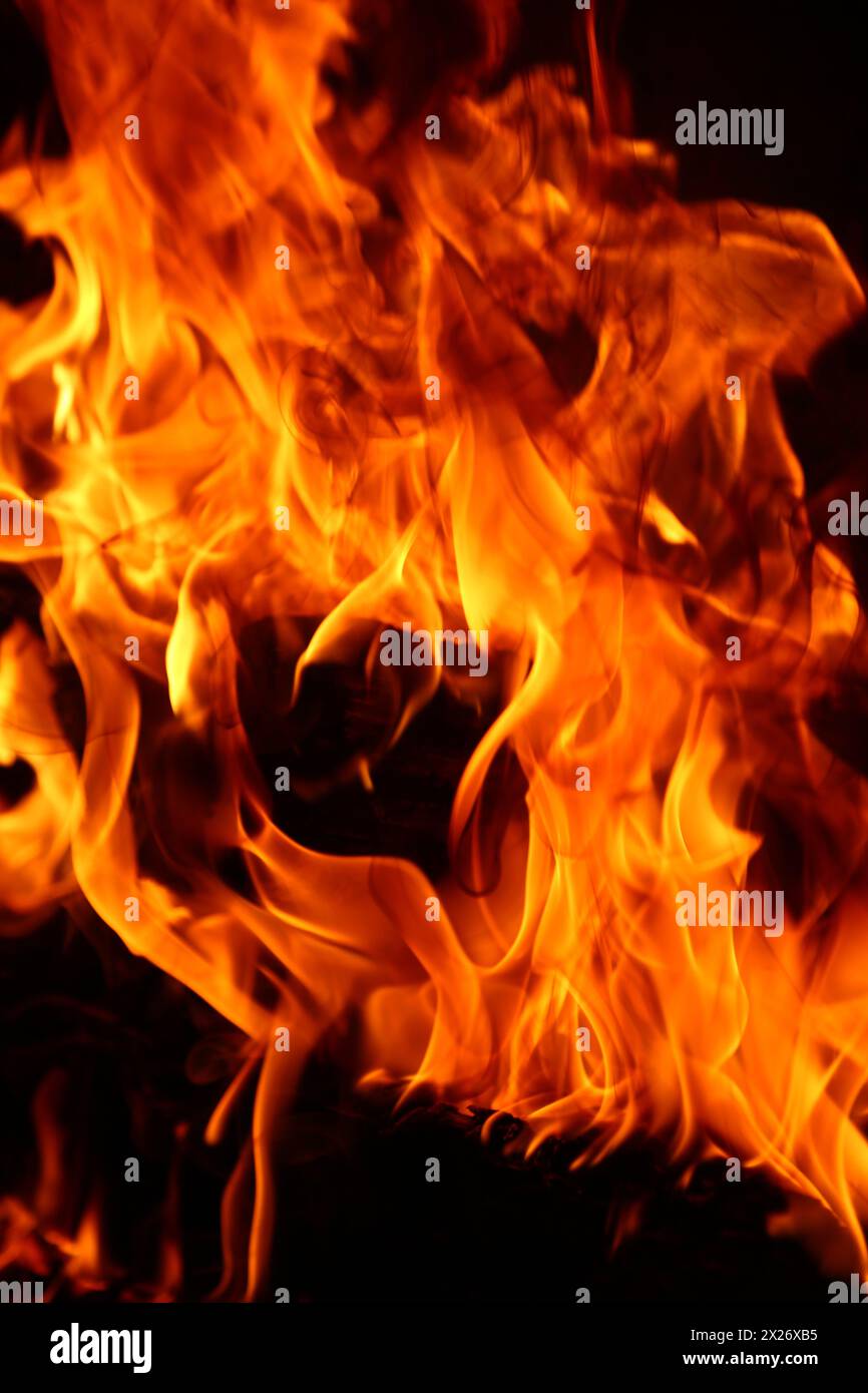 red big fire hot flames burning Stock Photo