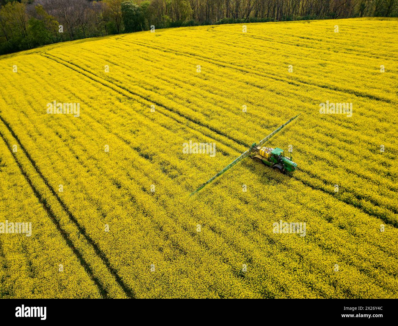 Application of plant protection products, Possendorf, Saxony, Germany Stock Photo