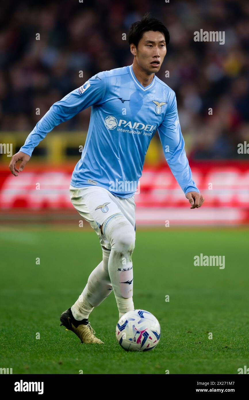 Genoa, Italy. 19 April 2024. Daichi Kamada of SS Lazio in acton during the Serie A football match between Genoa CFC and SS Lazio. Credit: Nicolò Campo/Alamy Live News Stock Photo