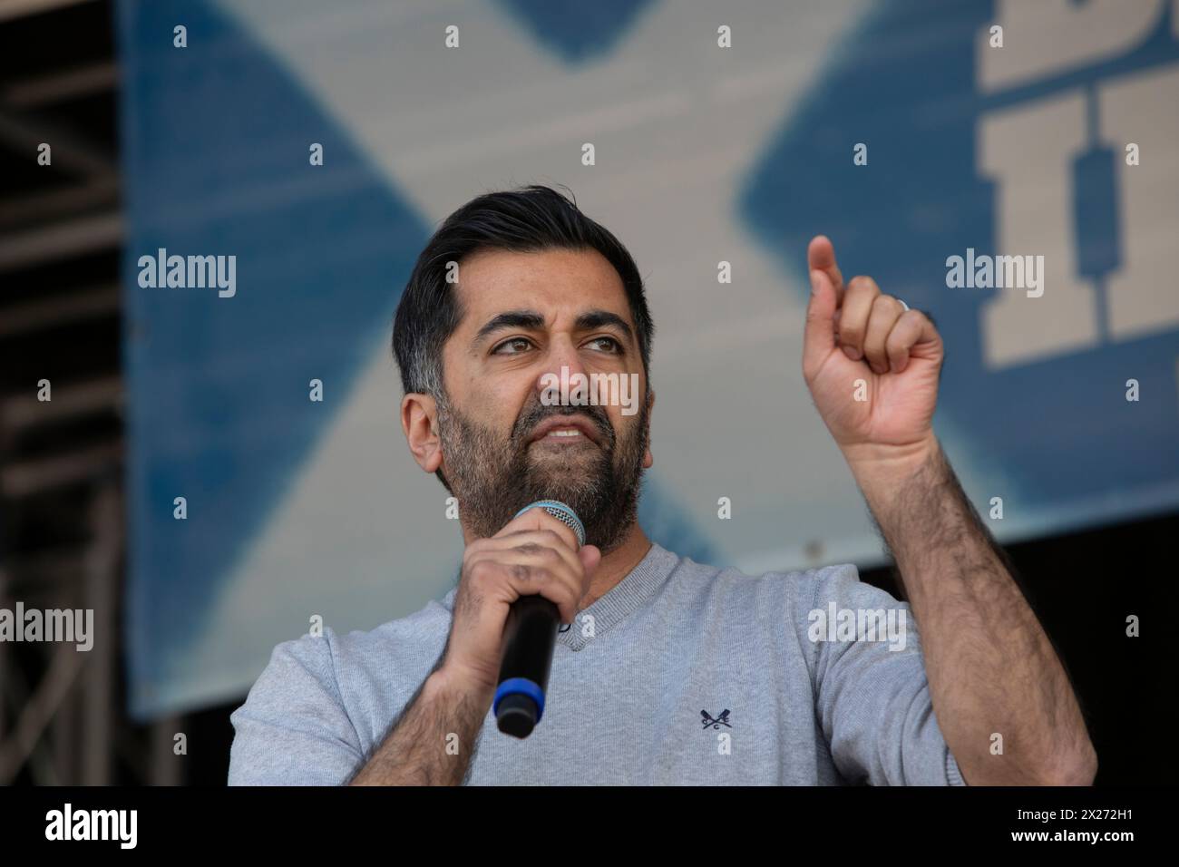 Glasgow, Scotland, 20 April 2024. Believe in Scotland pro-Independence rally, with First Minister Humza Yousaf, of the Scottish National Party, in attendance, in Glasgow, Scotland, on 20 April 2024. Credit: Jeremy Sutton-Hibbert/ Alamy Live News. Stock Photo