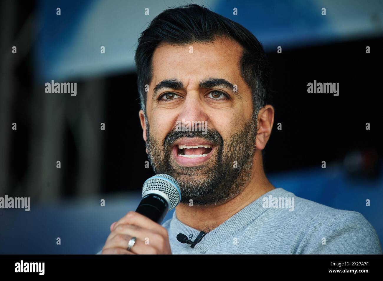 Glasgow Scotland, UK 20 April 2024.  March and Rally for an Independent Scotland goes through the city to George Square with speakers including the First Minister of Scotland Humza Yousaf.  credit sst/alamy live news Stock Photo