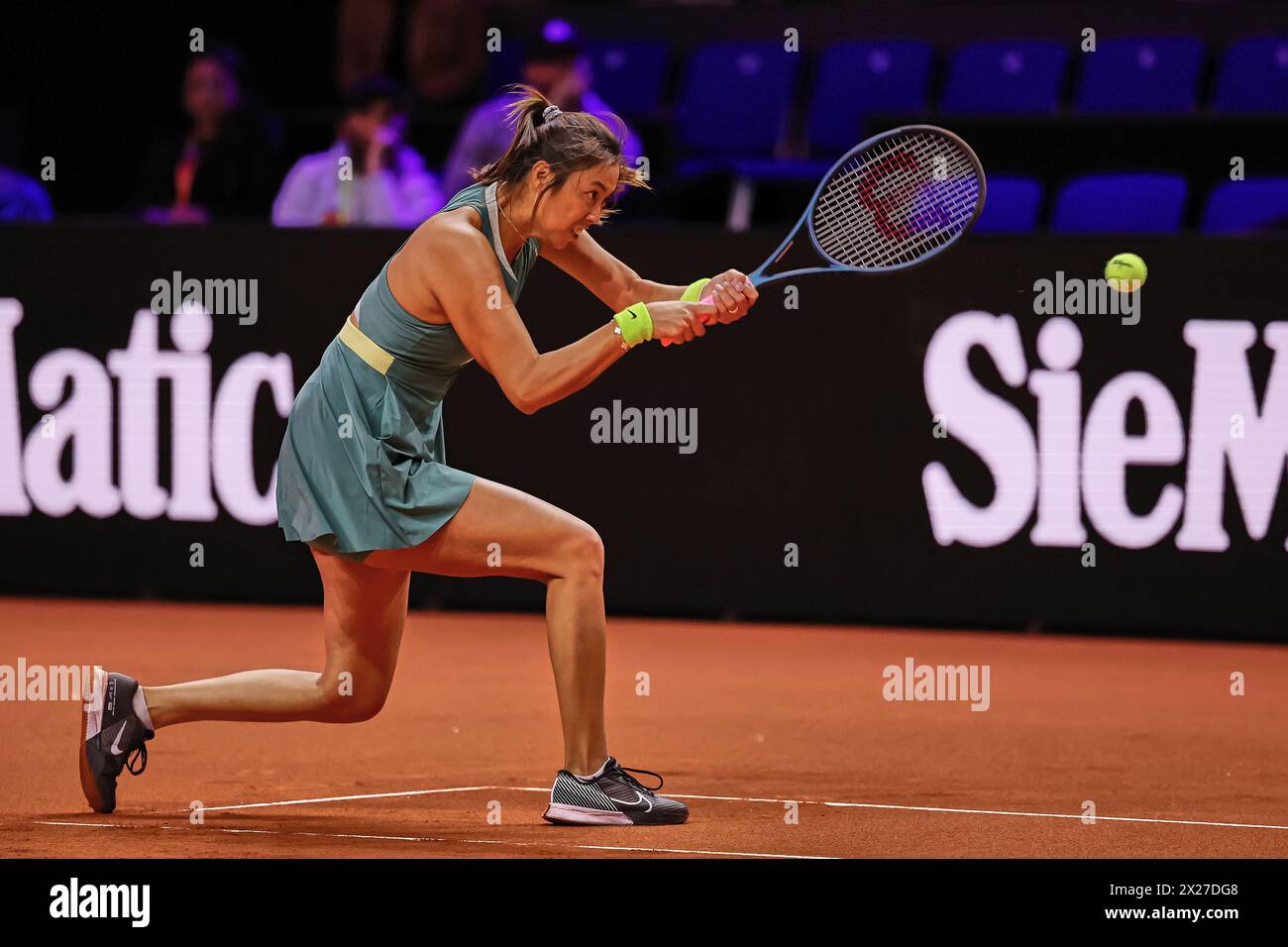 Stuttgart, Baden-Wuerttemberg, Germany. 20th Apr, 2024. Hao-Ching Chan (TPE) returns with backhand during the 47. Porsche Tennis Grand Prix Stuttgart - WTA500 (Credit Image: © Mathias Schulz/ZUMA Press Wire) EDITORIAL USAGE ONLY! Not for Commercial USAGE! Stock Photo