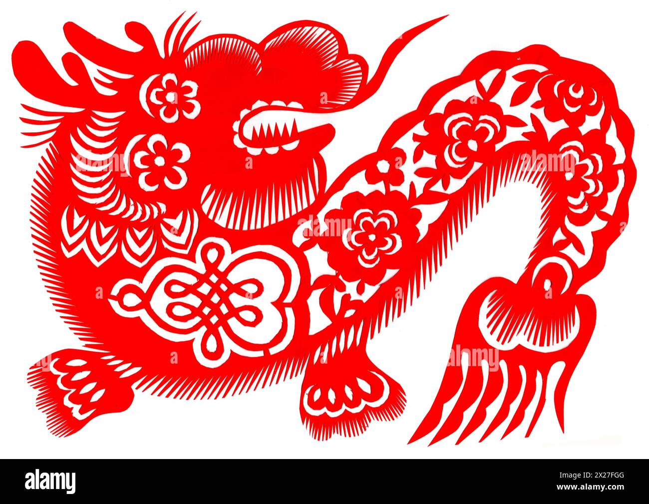 Paper Cuttings Dragon Stock Photo