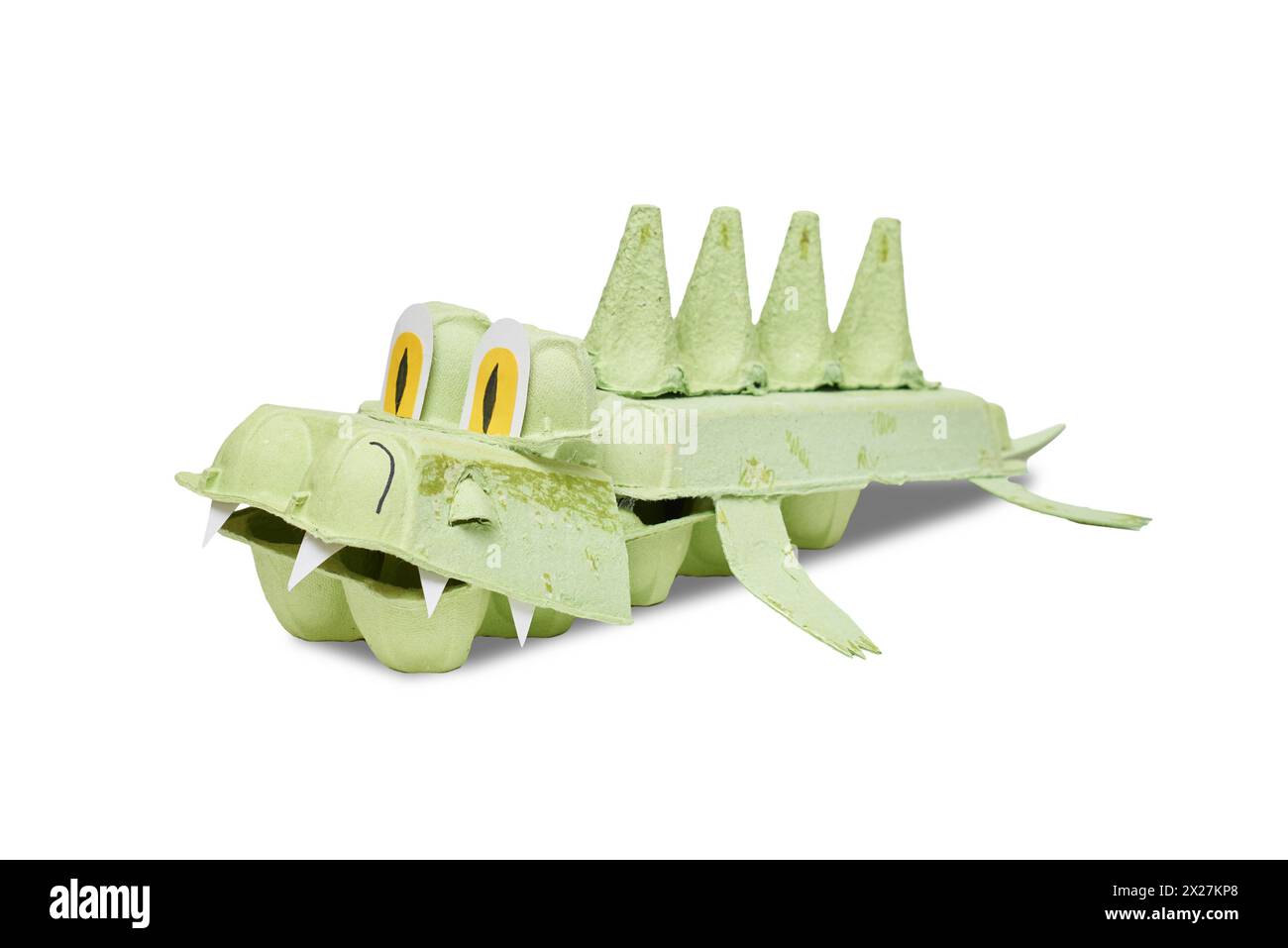 Creative crocodile from egg carton, crafts on a white background Stock Photo Alamy