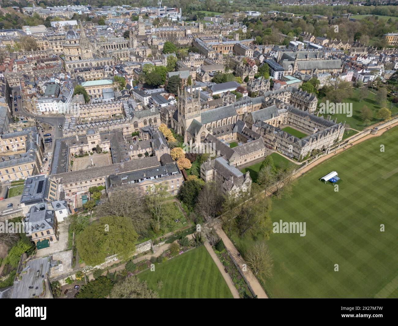 Aerial view of Merton College, University of Oxford, Oxford, UK. Stock Photo