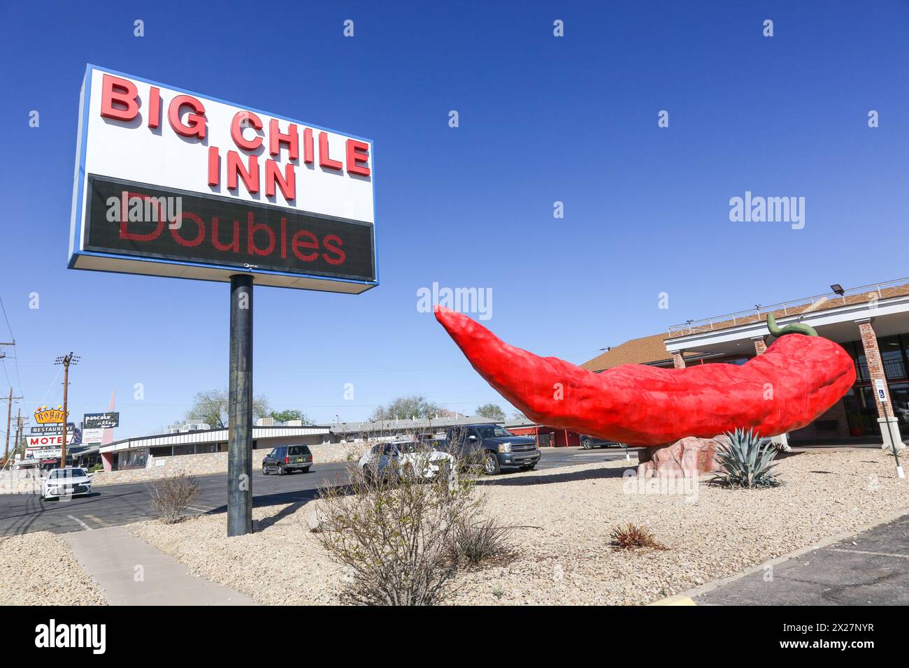 World's Largest Chili Pepper Statue, Las Cruces, New Mexico Stock Photo