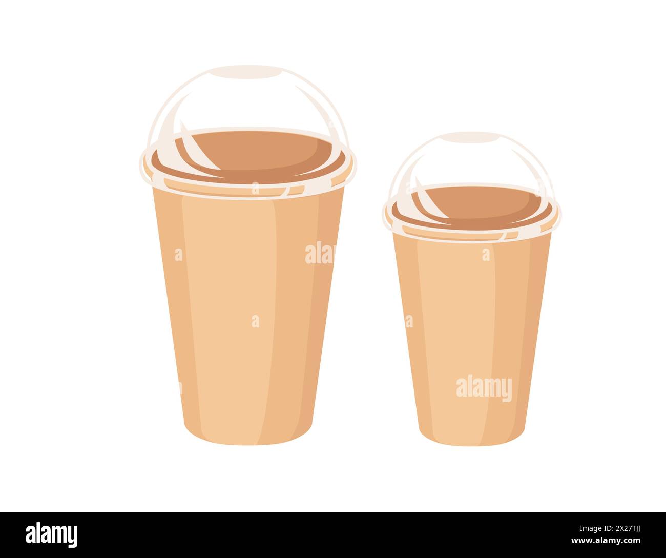 Brown paper coffee cup with lid vector illustration isolated on white ...