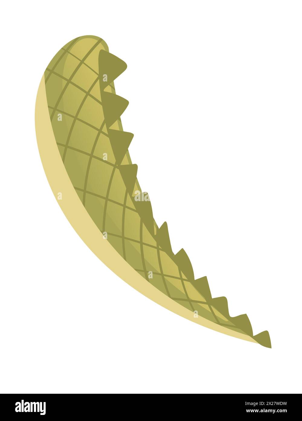 Decorative crocodile tail cartoon animal tail design vector illustration isolated on white background Stock Vector