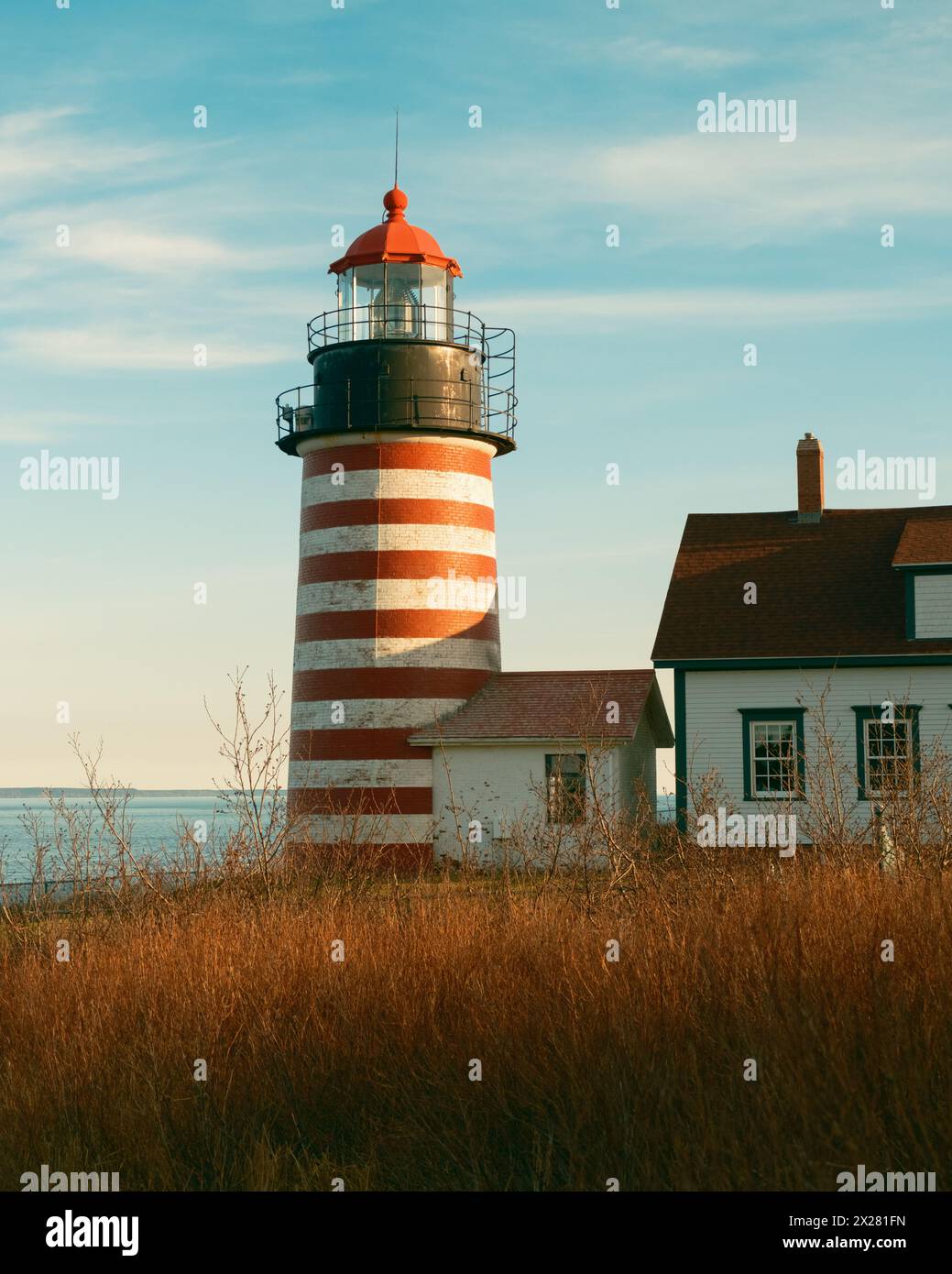 West Quoddy Head Lighthouse, Lubec, Maine Stock Photo