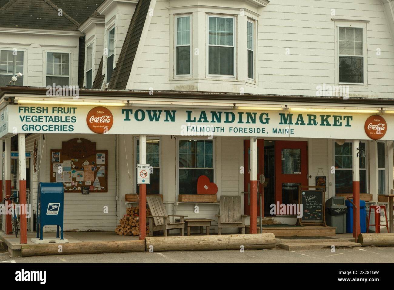 Town Landing Market vintage sign in Falmouth, Maine Stock Photo - Alamy