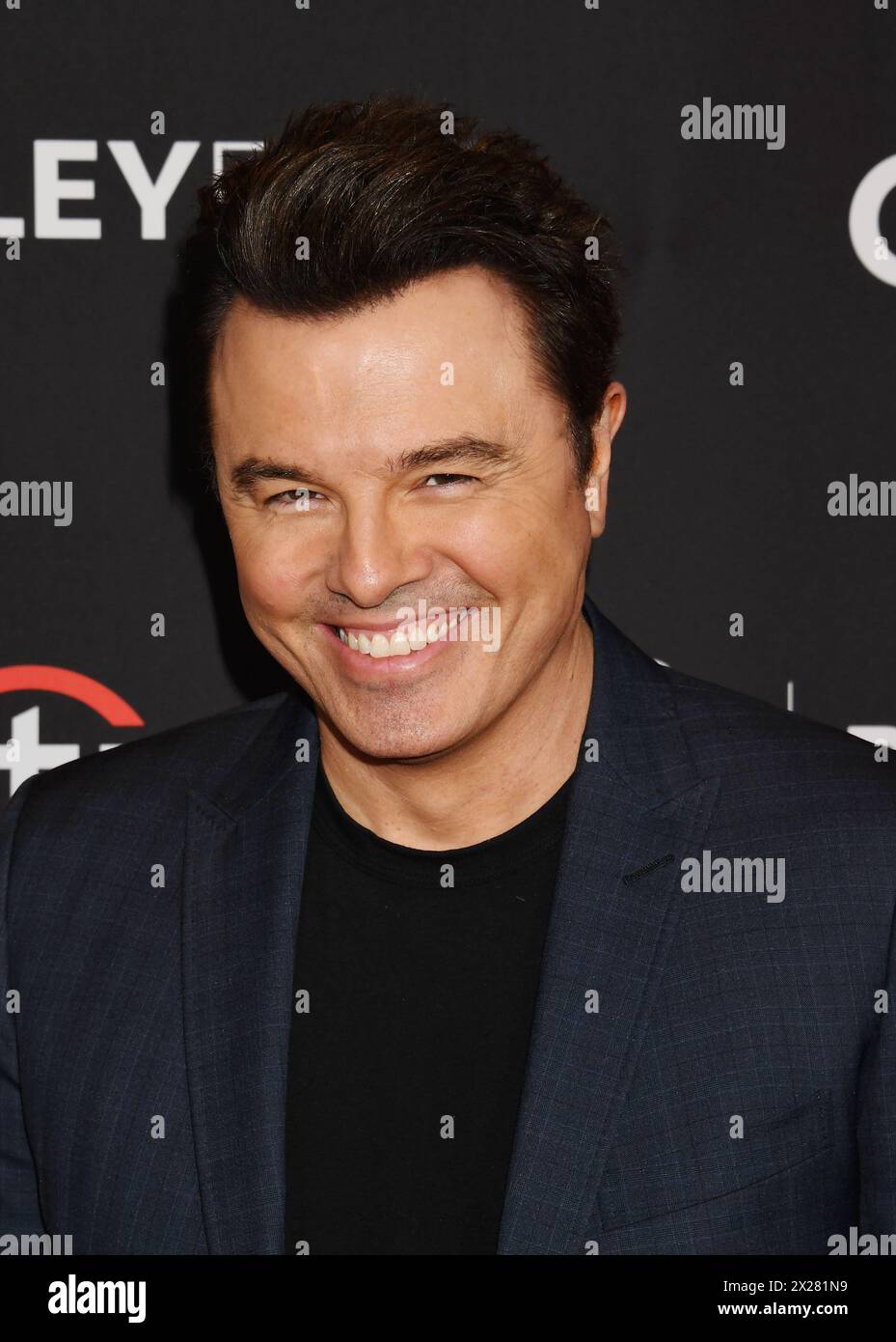 HOLLYWOOD, CALIFORNIA - APRIL 19: Seth MacFarlane arrives at Paley Fest LA 2024 - "Family Guy" 25th Anniversary Celebration at Dolby Theatre on April Stock Photo
